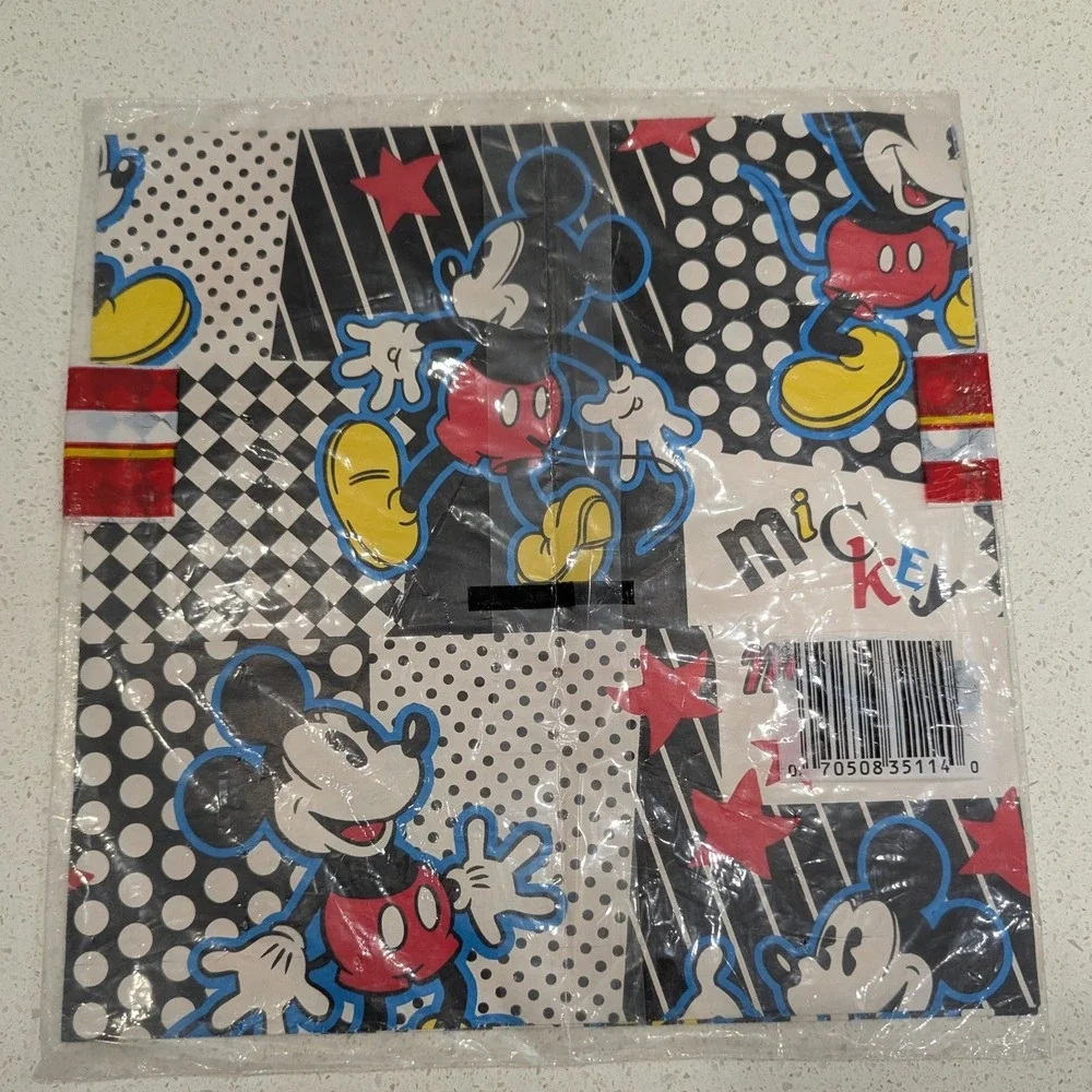 Disney Gift Wrap Kids OS Red Black White Mickey Mouse Vintage 90s 2 Sheet Sealed